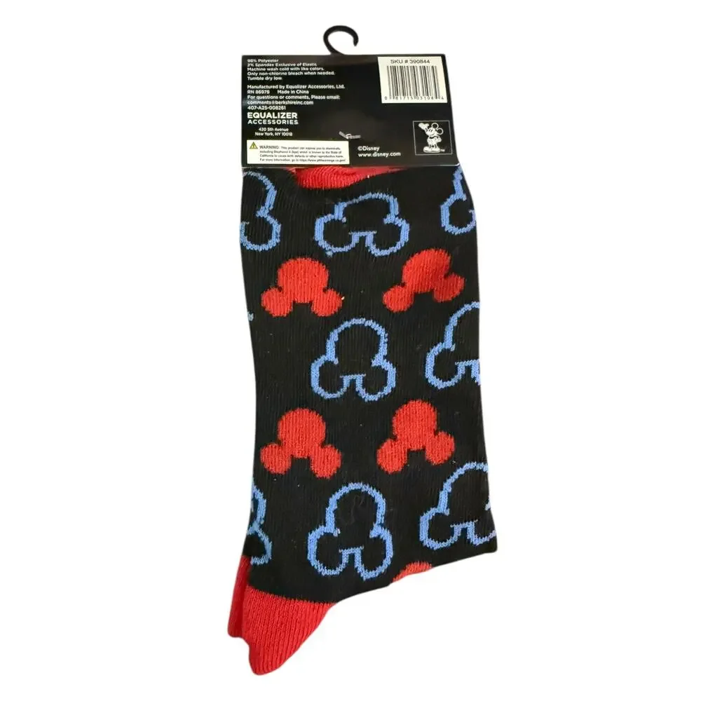 Disney Mickey Mouse Black Unisex Crew Socks Size 9-13
